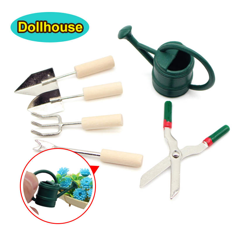 Gardening Tools Equipment - 1/12 Dollhouse Simulation Watering Can Spade