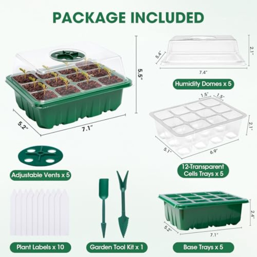 5 Packs Seed Starter Tray with - огляд і ціна Greenhouse Mini Indoor